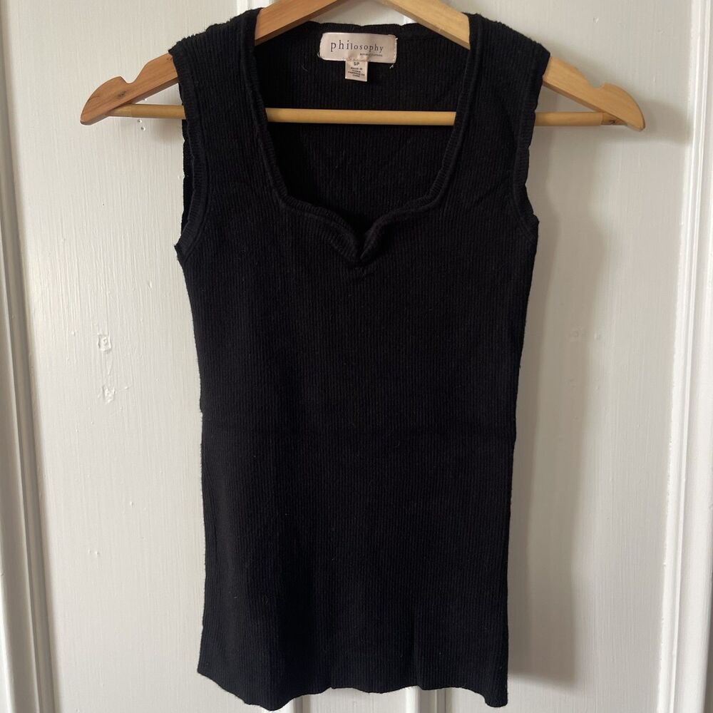 Philosophy Black Knit Ribbed Tank XS